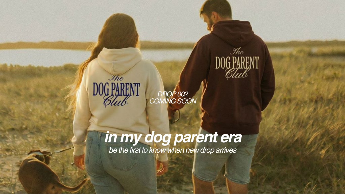 Photo of people wearing 'Dog Parent' hoodies with various scenes and text.